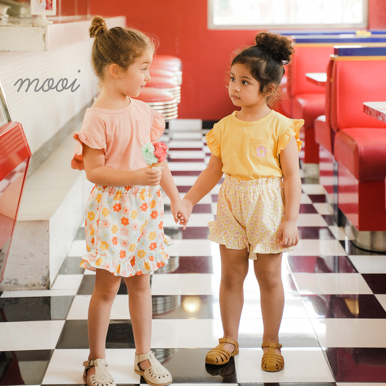 Mooi Setelan Anak Perempuan Ruffle Pocket Tee