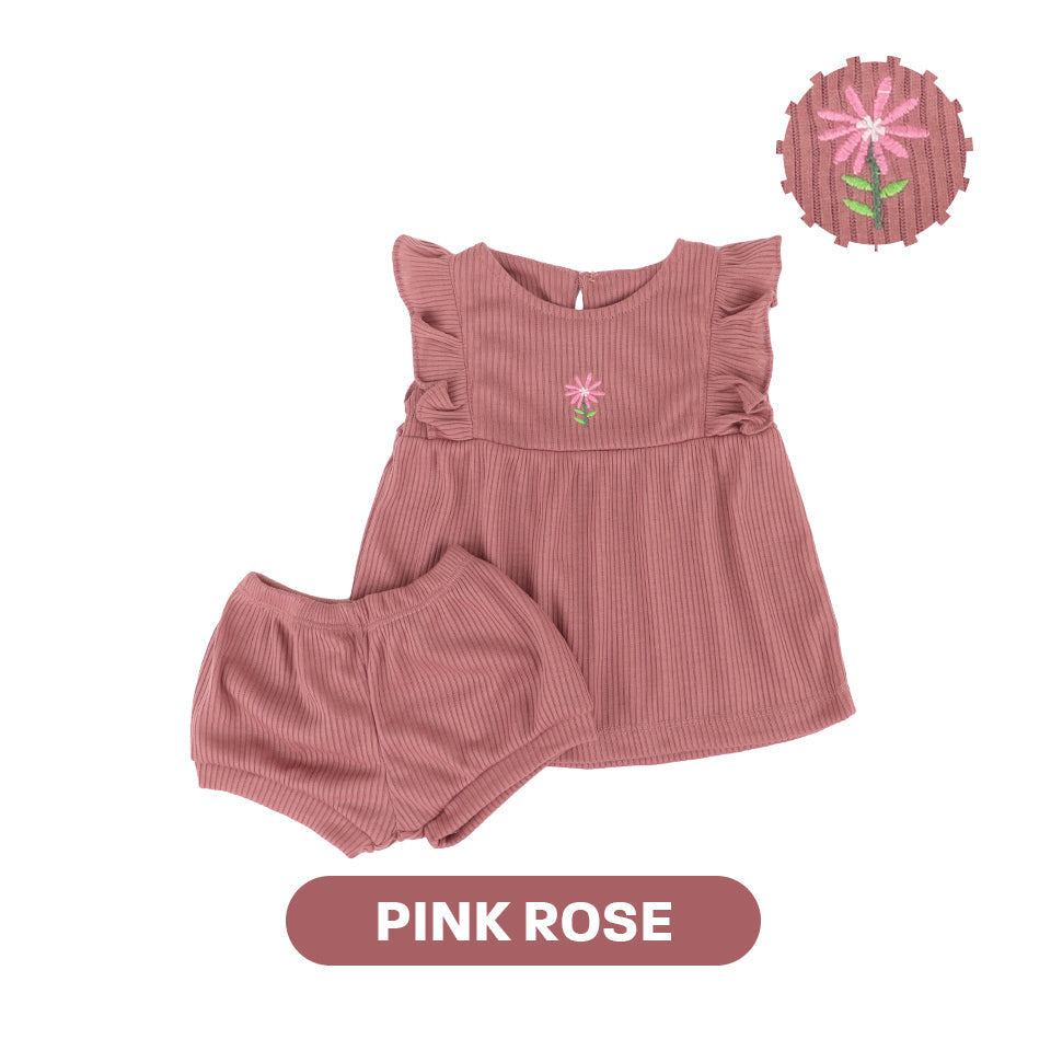 Mooi Setelan Anak Perempuan Rumi Rib Ruffle Set