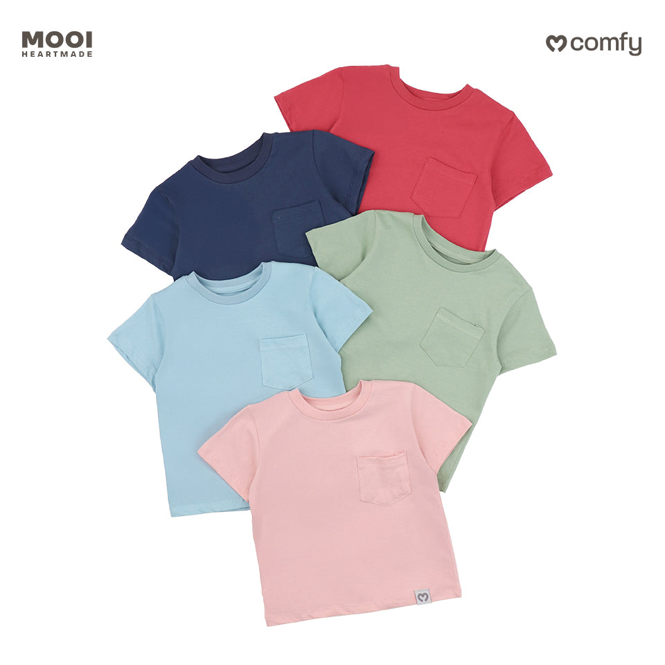Mooi Kaos Anak Pocket Unisex Comfy T-Shirt Pocket Kids