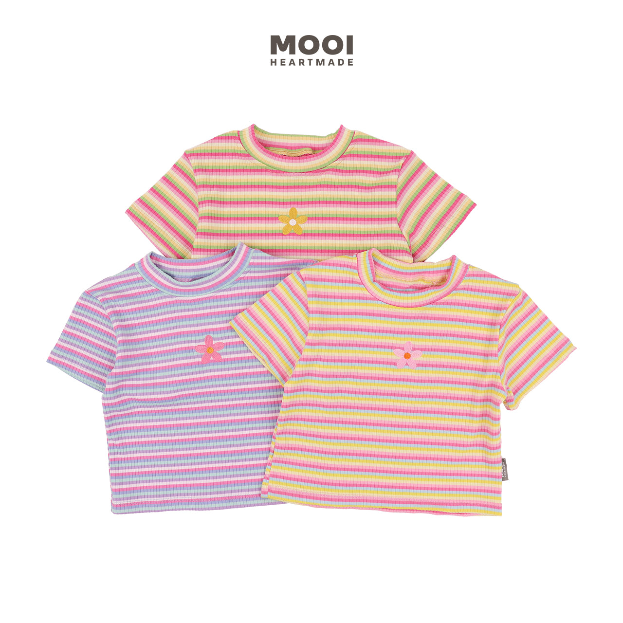 Mooi Atasan Anak Perempuan Lucy Rib Striped Tee