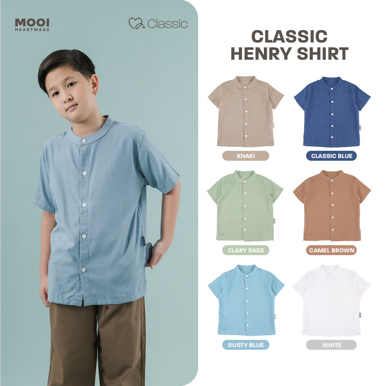 Mooi Kemeja Anak Laki-laki Classic Henry Shirt