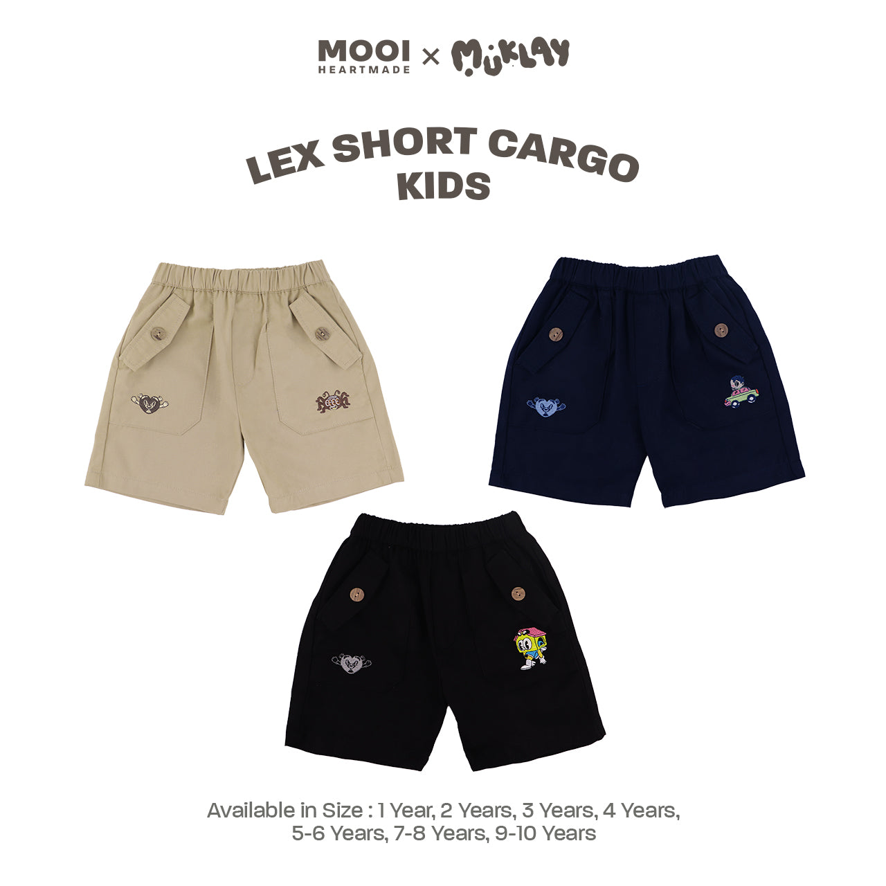 Mooi X Muklay Celana Pendek Cargo Anak Lex Short Cargo Pants Kids