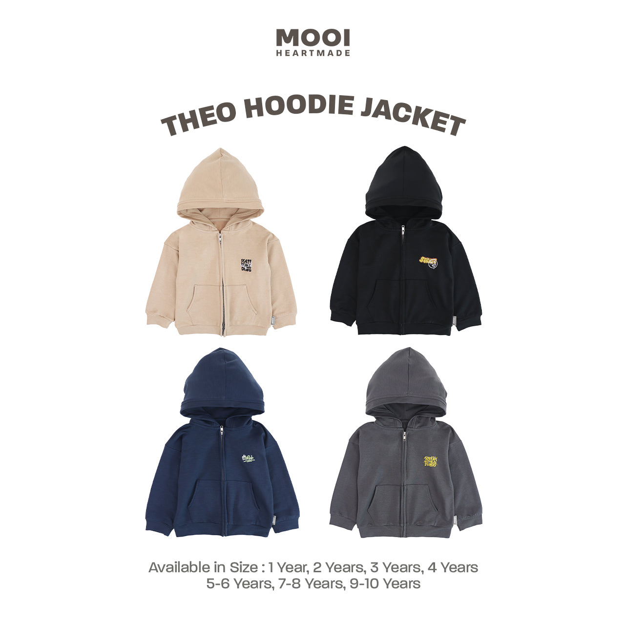 Mooi Atasan Hoodie Panjang Anak Theo Hoodie Jacket