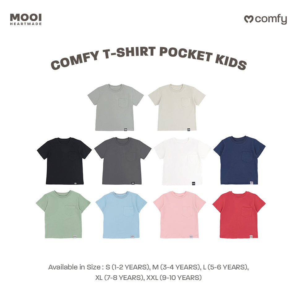 Mooi Kaos Anak Pocket Unisex Comfy T-Shirt Pocket Kids