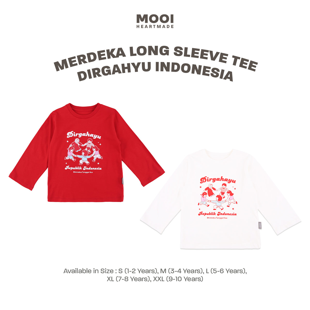 Mooi Merdeka Kaos Kemerdekaan 17 Agustus T-shirt Anak Merdeka Long Sleeve Tee Dirgahayu Indonesia