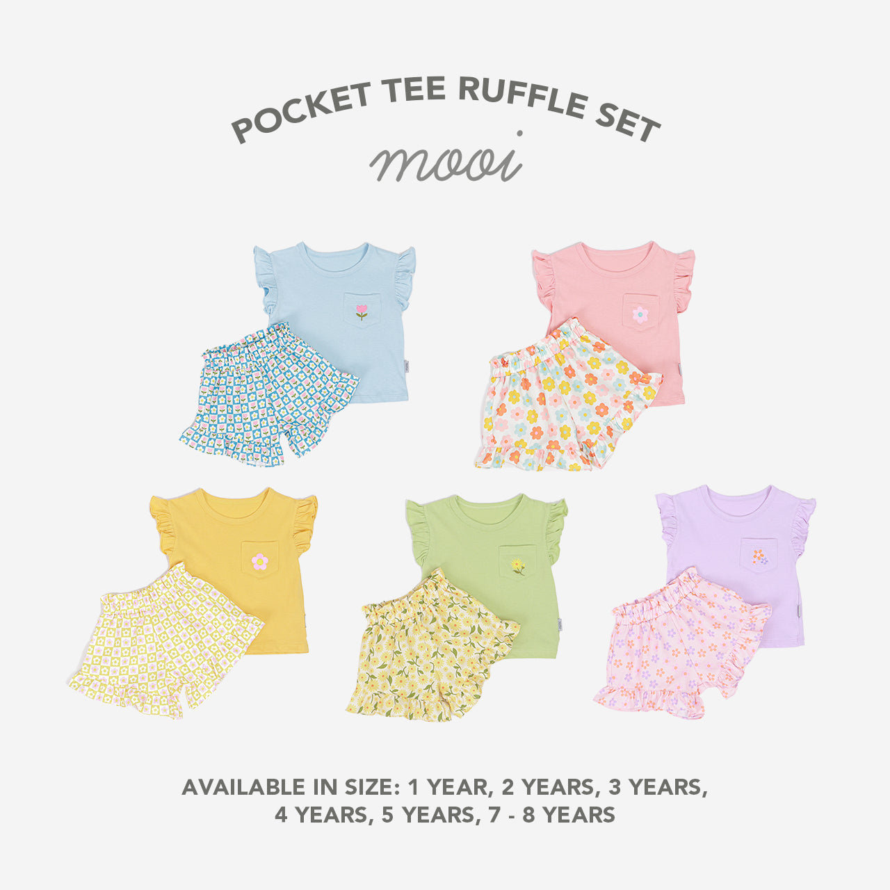 Mooi Setelan Anak Perempuan Ruffle Pocket Tee