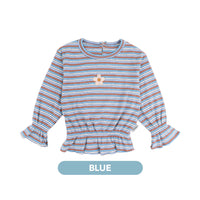 Mooi Atasan Anak Perempuan Daniele Rib Striped Top