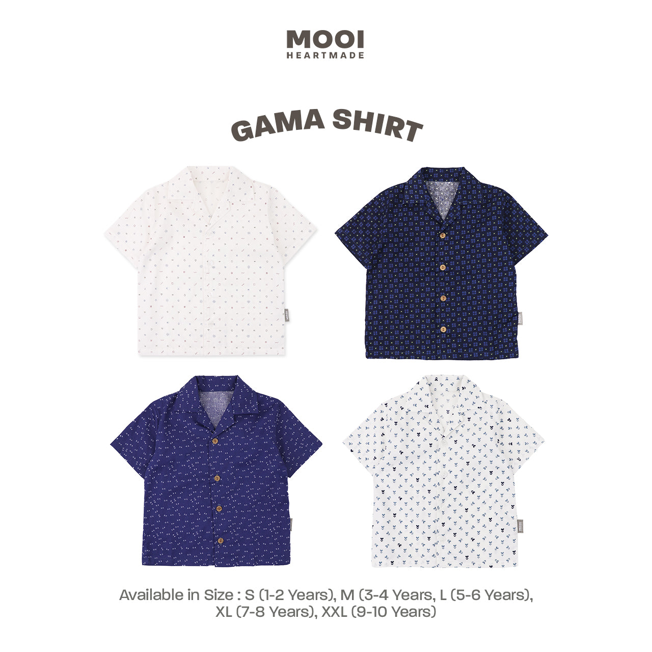 Mooi Kemeja Anak Laki - Laki Kemeja Katun Motif Gama Shirt