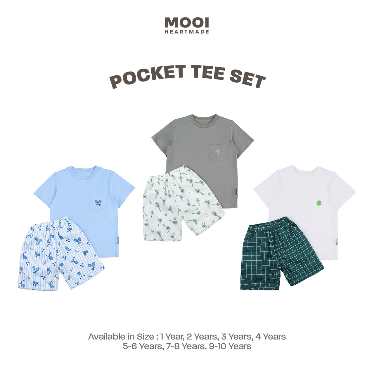 Mooi Setelan Anak Kaos Anak Tshirt Pocket Tee Set