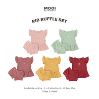 Mooi Setelan Anak Perempuan Rib Ruffle Set