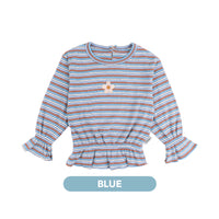 Mooi Atasan Anak Perempuan Daniele Rib Striped Top