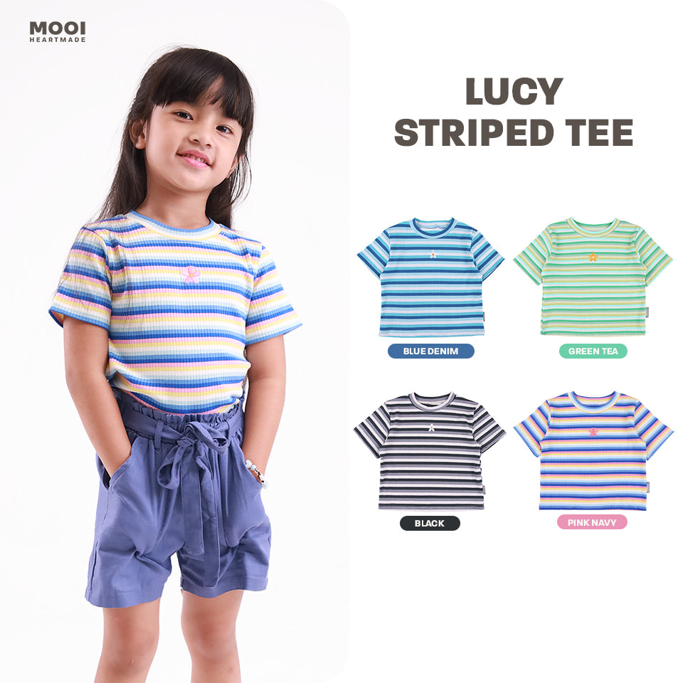 Mooi Atasan Anak Perempuan Lucy Rib Striped Tee