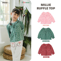 Mooi Atasan Anak Perempuan Christmas Collection Millie Ruffle Top