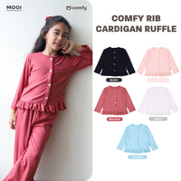 Mooi Atasan Anak Perempuan Comfy Rib Cardigan Ruffle