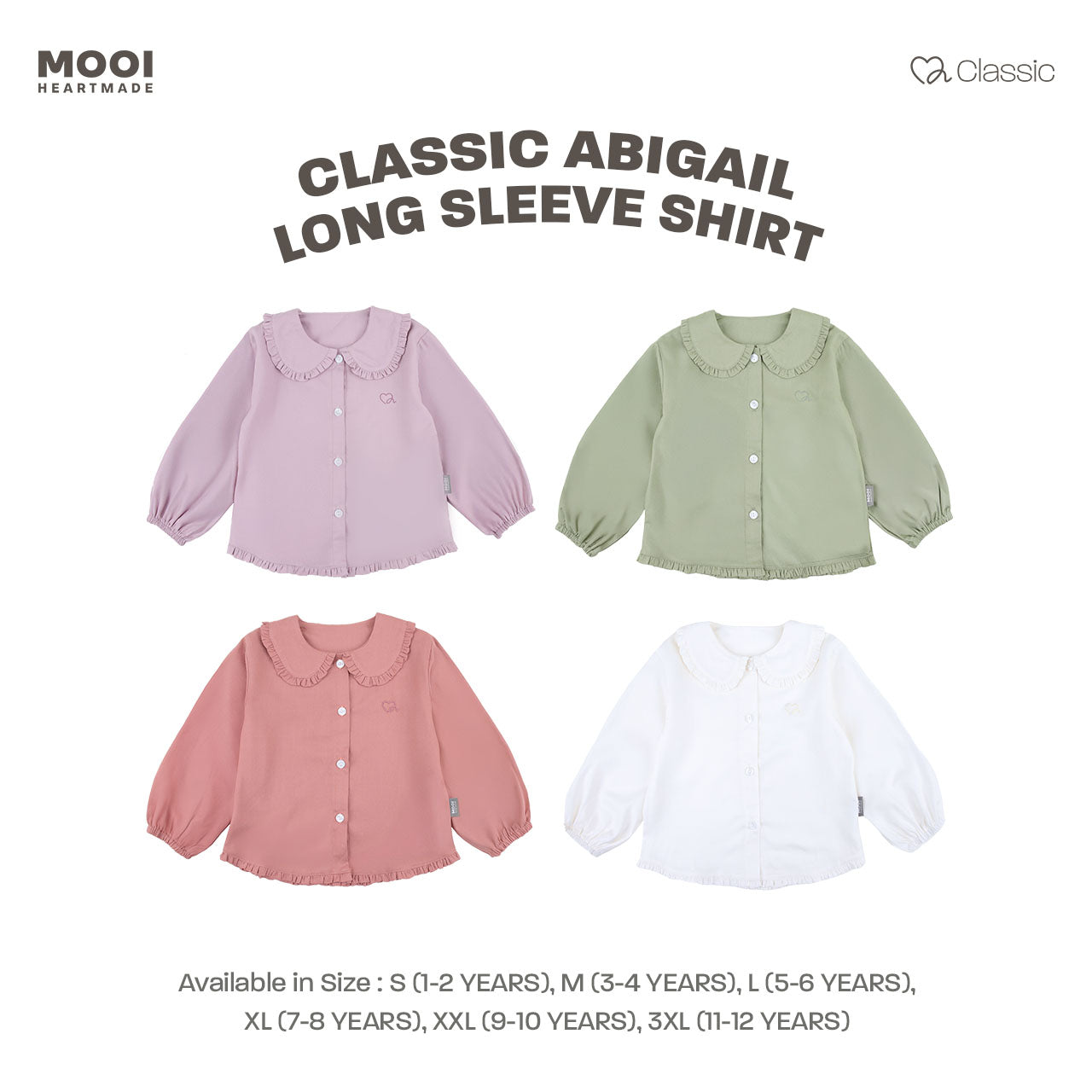 Mooi Atasan Anak Perempuan Classic Abigail Long Sleeve Shirt