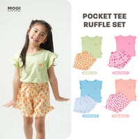 Mooi Setelan Anak Perempuan Ruffle Pocket Tee