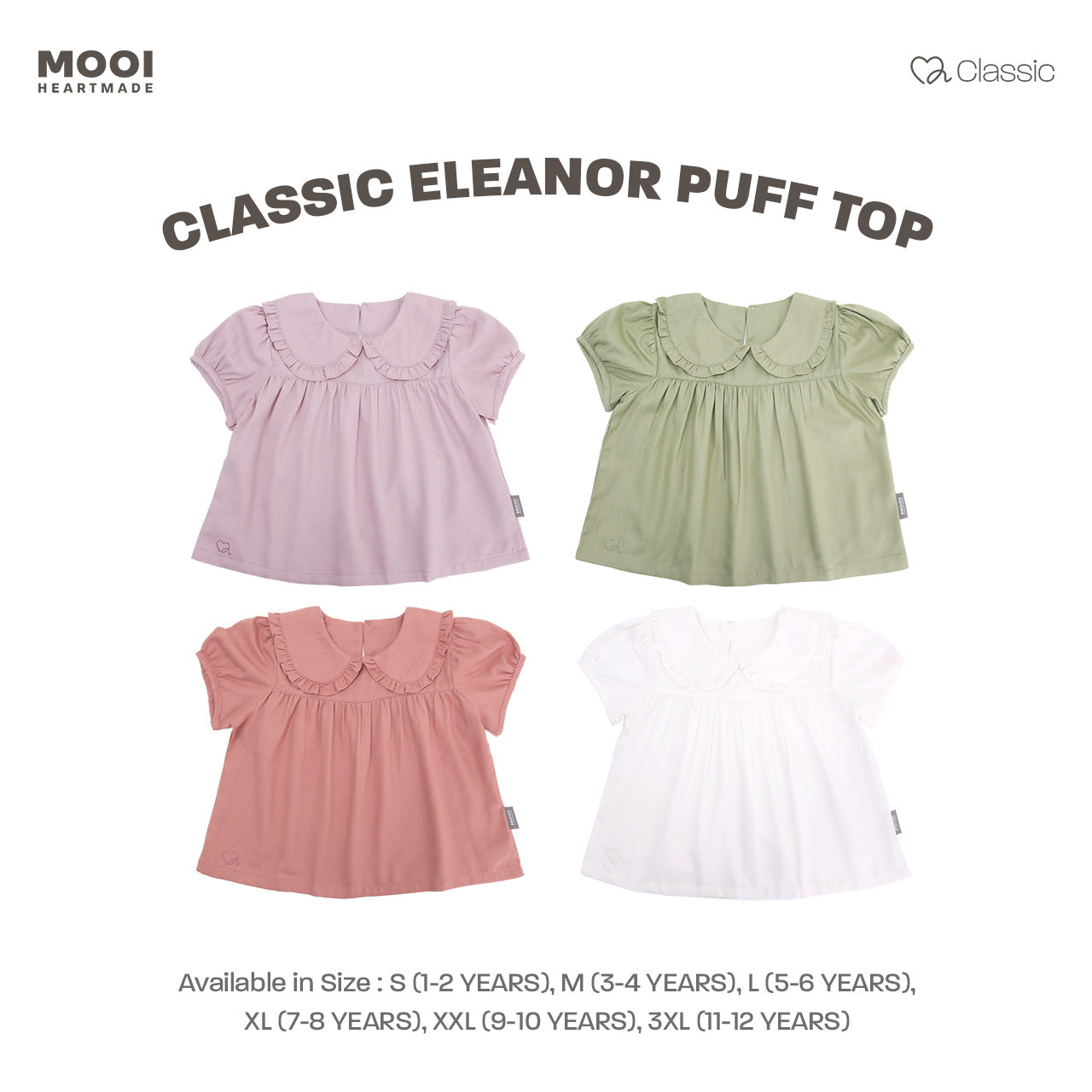 Mooi Atasan Anak Perempuan Classic Eleanor Puff Top