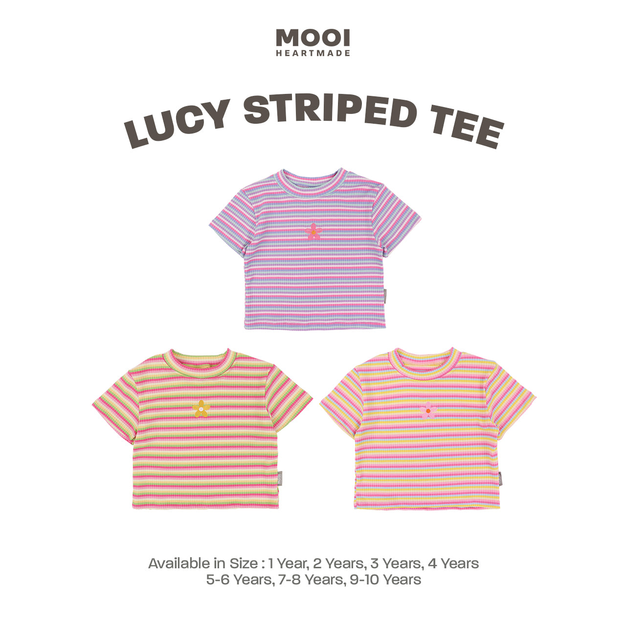 Mooi Atasan Anak Perempuan Lucy Rib Striped Tee