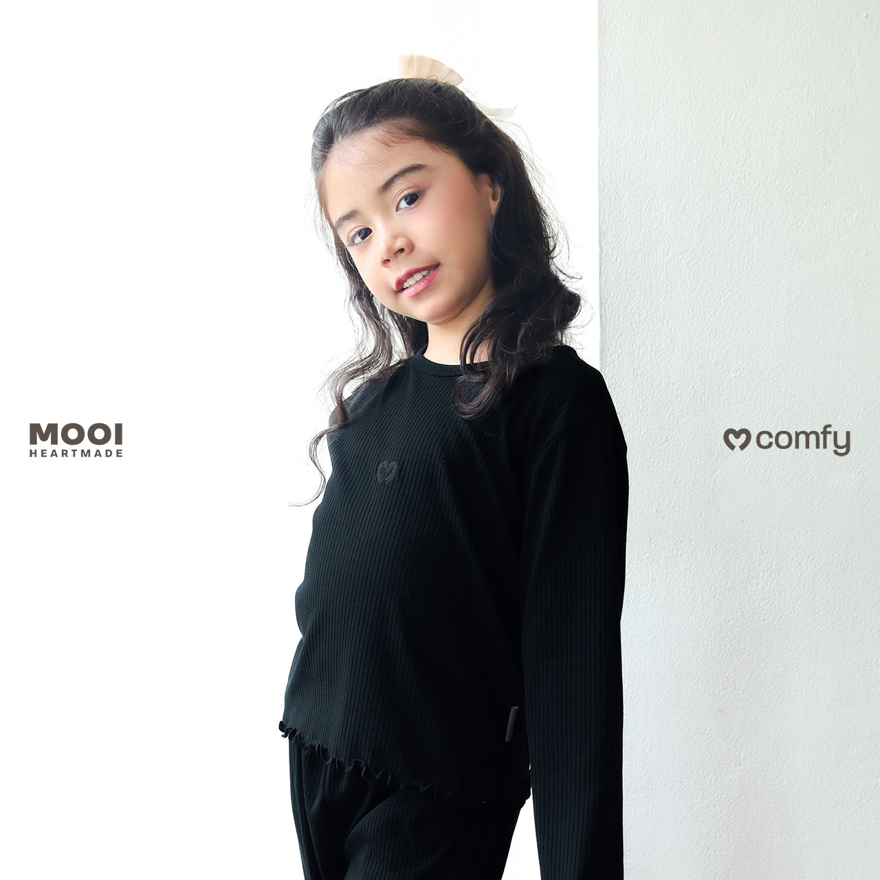 Mooi Atasan Lengan Panjang Anak Perempuan Comfy Rib Basic Long Sleeve Top