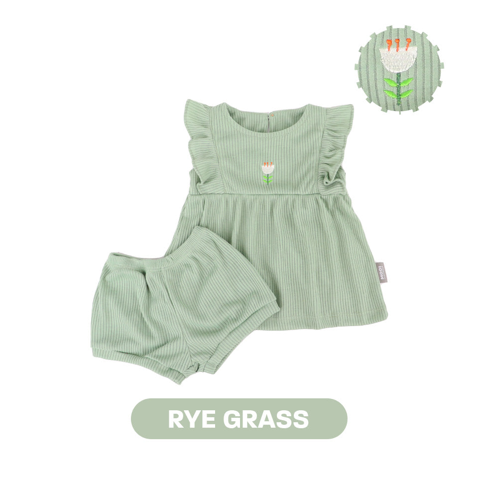 Mooi Setelan Anak Perempuan Rumi Rib Ruffle Set