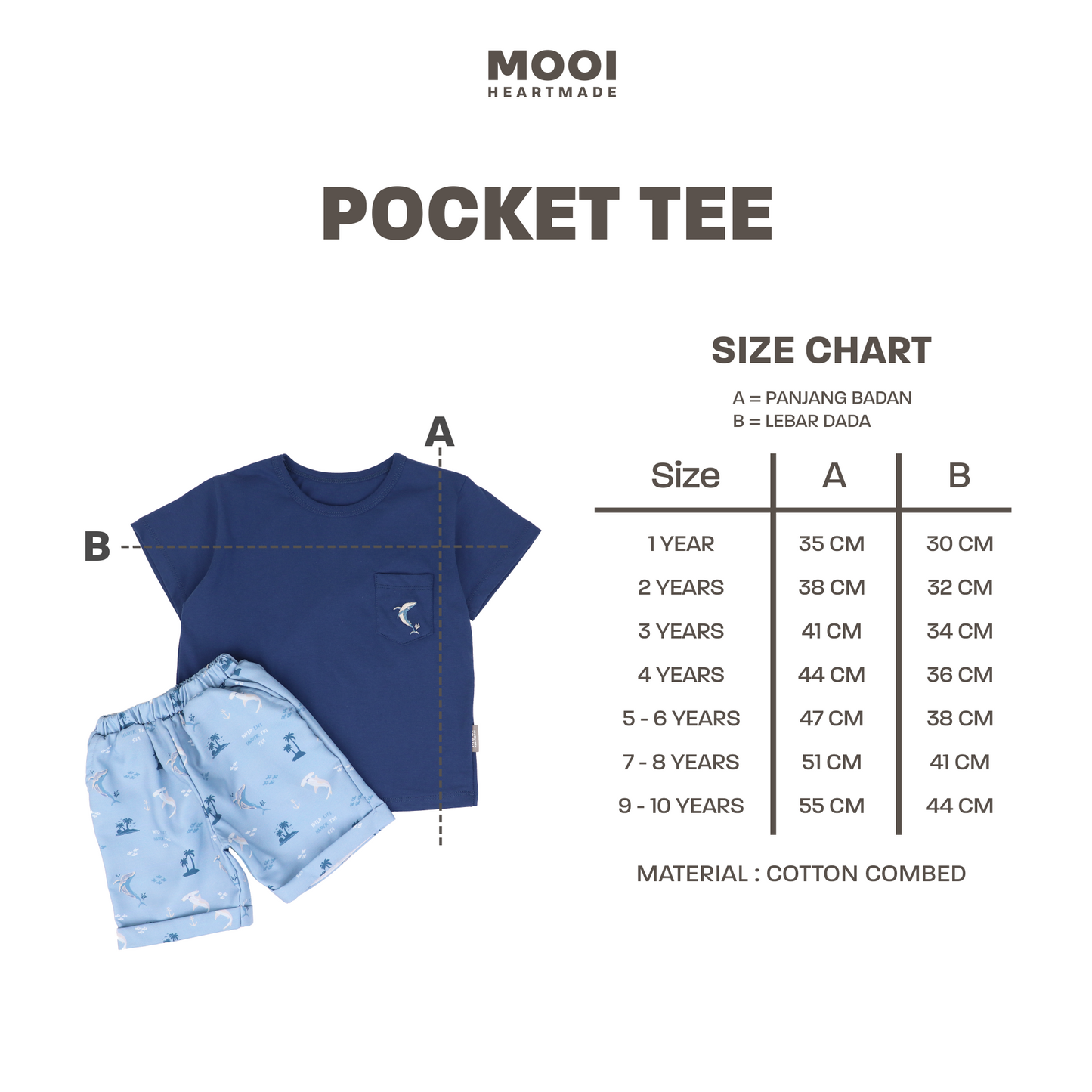 Mooi Setelan Anak Kaos Anak Tshirt Pocket Tee Set