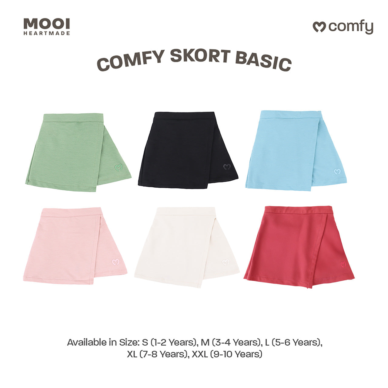 Mooi Rok Celana Skort Anak Perempuan Comfy Skort Basic Pants