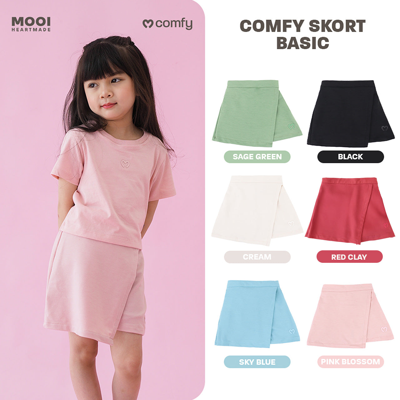 Mooi Rok Celana Skort Anak Perempuan Comfy Skort Basic Pants