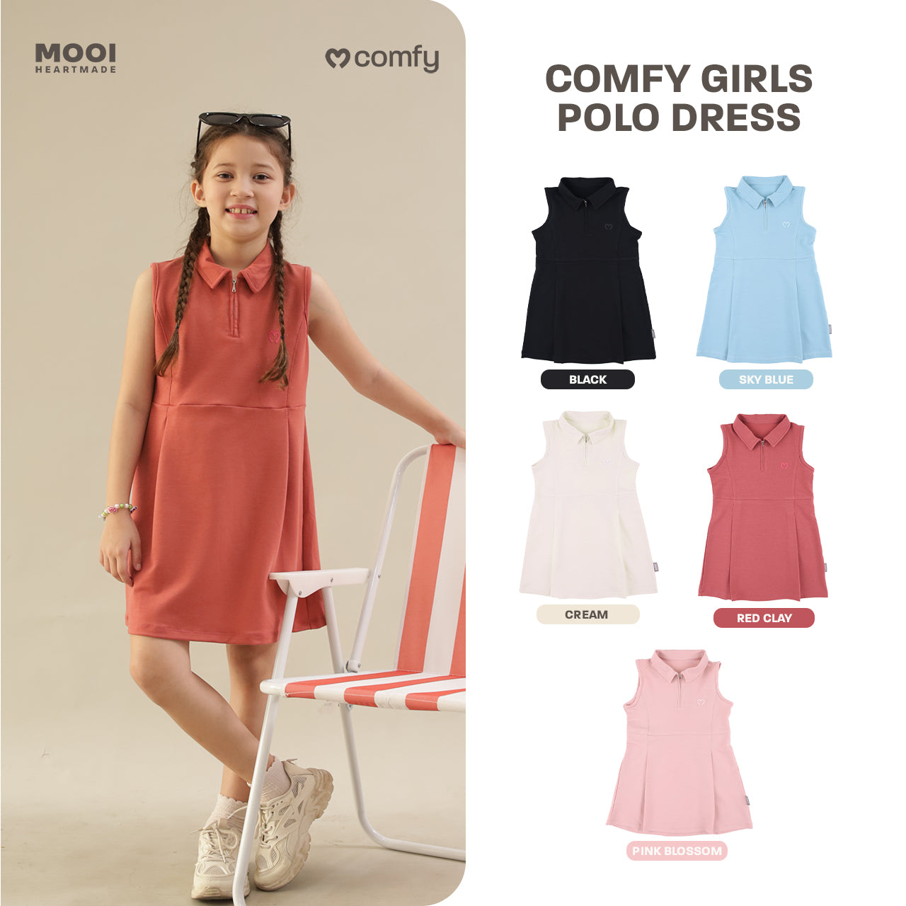Mooi Dress Anak Perempuan Comfy Girls Polo Dress