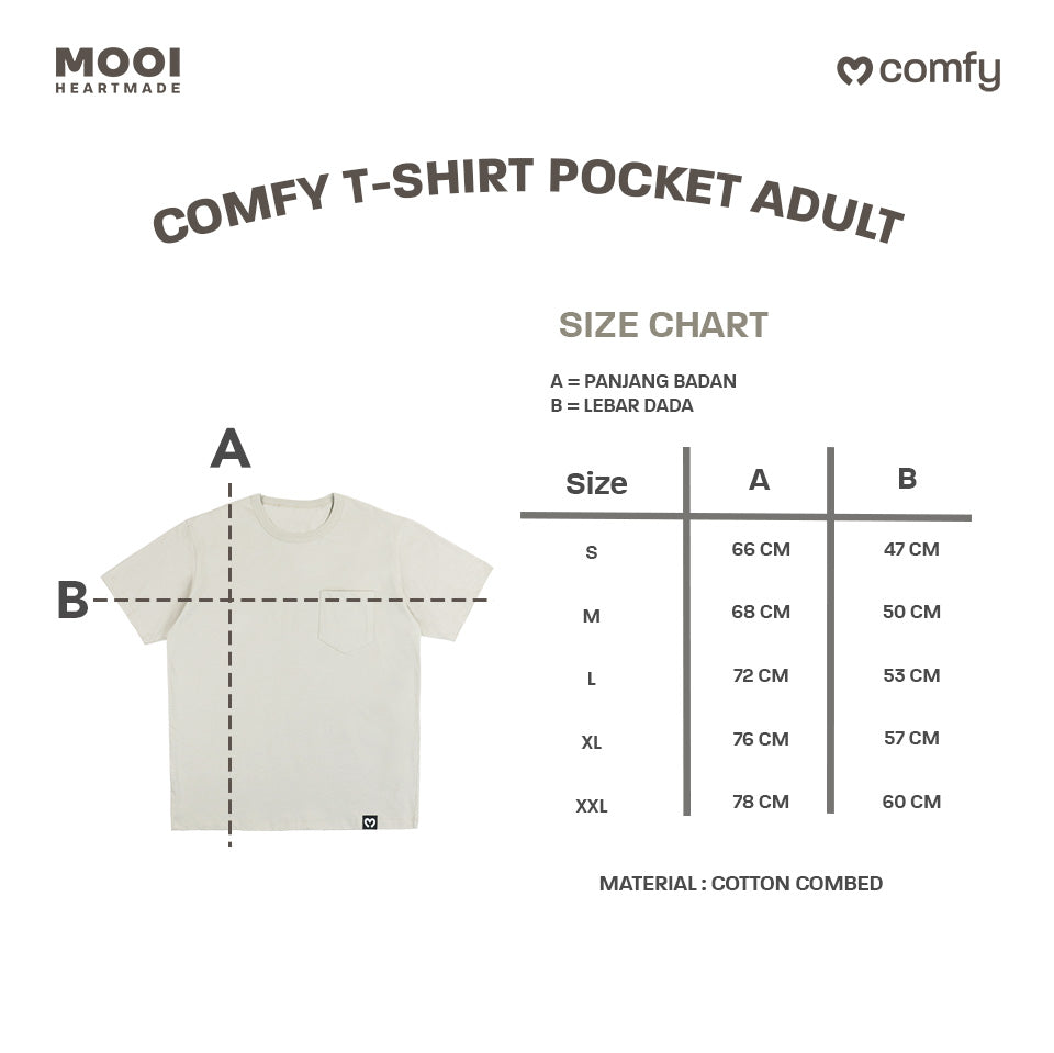 Mooi Kaos Dewasa Pocket Unisex Comfy T-Shirt Pocket Adult