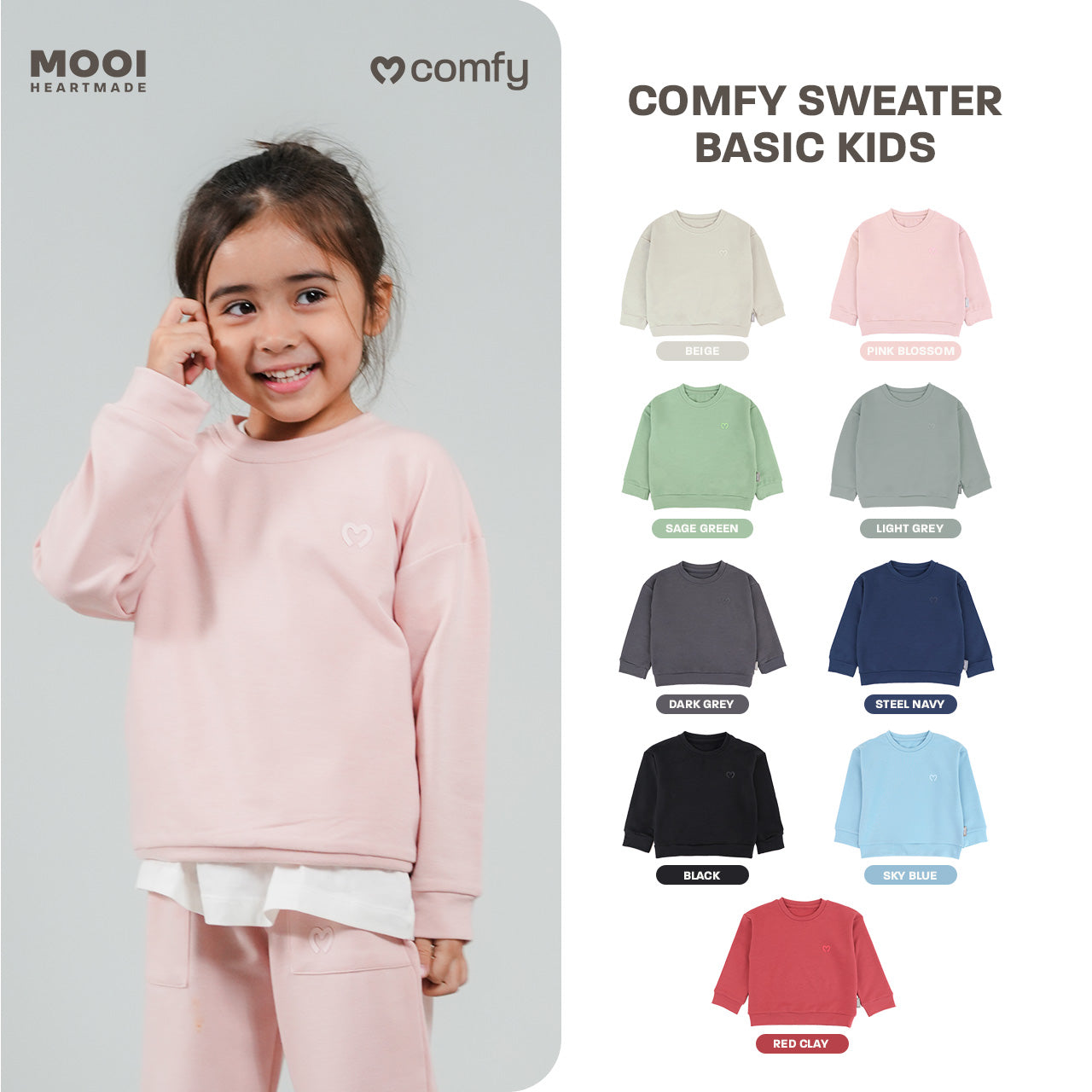 Mooi Sweater Anak Unisex Comfy Sweater Basic Kids