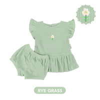 Mooi Setelan Anak Perempuan Rib Ruffle Set