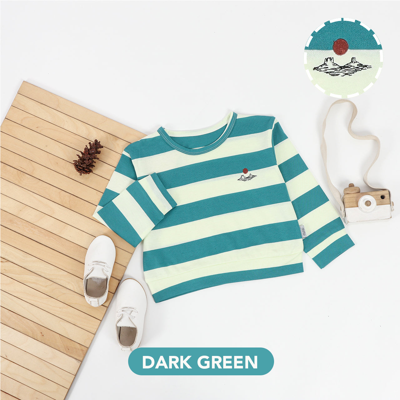 Mooi Kaos Anak Lengan Panjang Barrel Striped Top