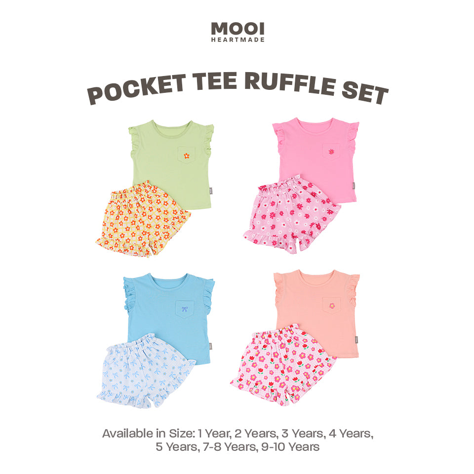 Mooi Setelan Anak Perempuan Ruffle Pocket Tee