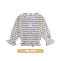 Mooi Atasan Anak Perempuan Daniele Rib Striped Top
