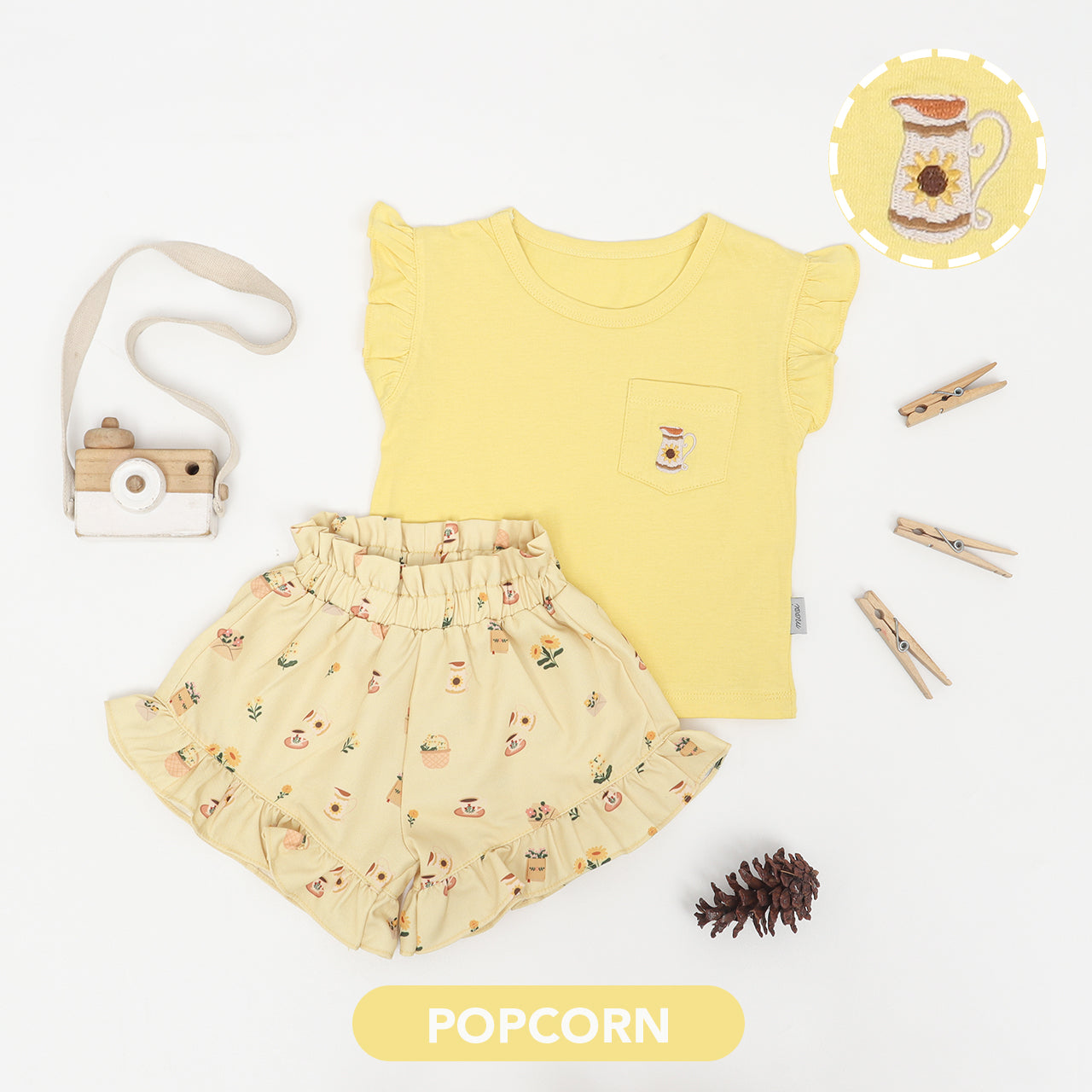 Mooi Setelan Anak Perempuan Ruffle Pocket Tee