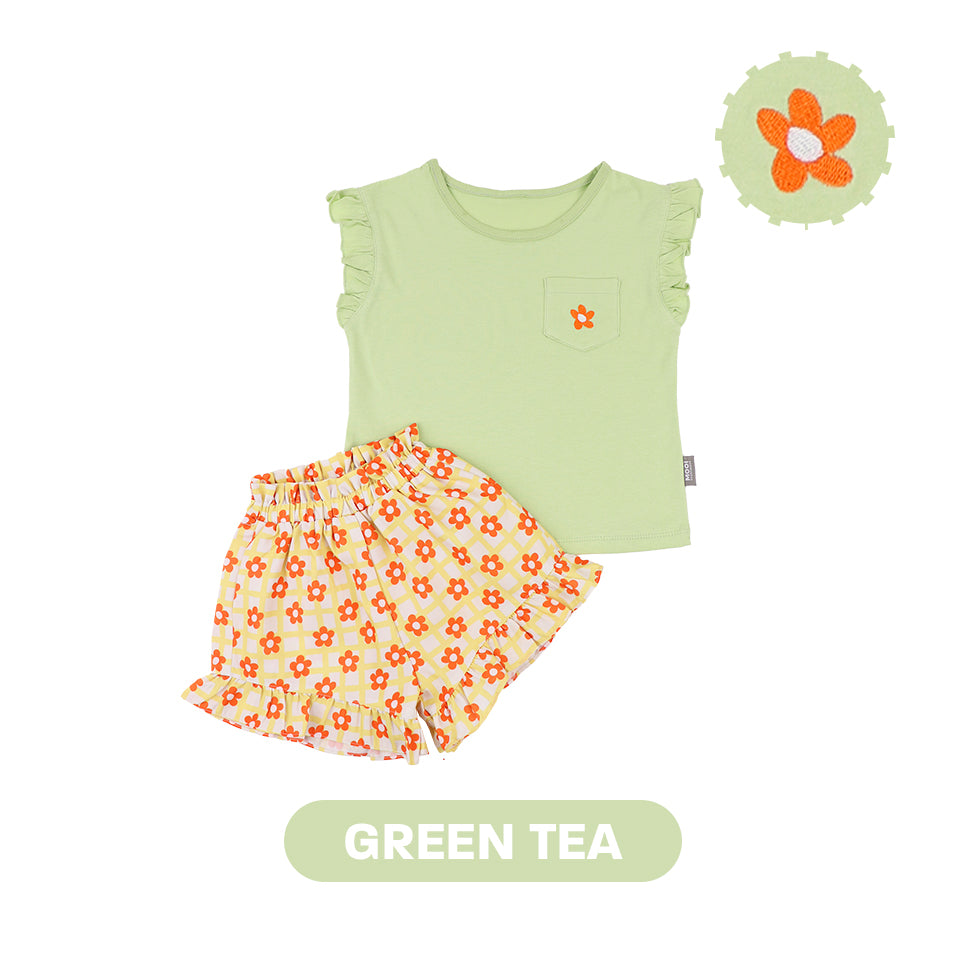 Mooi Setelan Anak Perempuan Ruffle Pocket Tee