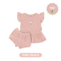 Mooi Setelan Anak Perempuan Rib Ruffle Set