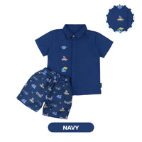 Mooi X Muklay Setelan Anak Laki-laki Kemeja Anak Basic Shirt Set