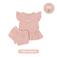 Mooi Setelan Anak Perempuan Rib Ruffle Set