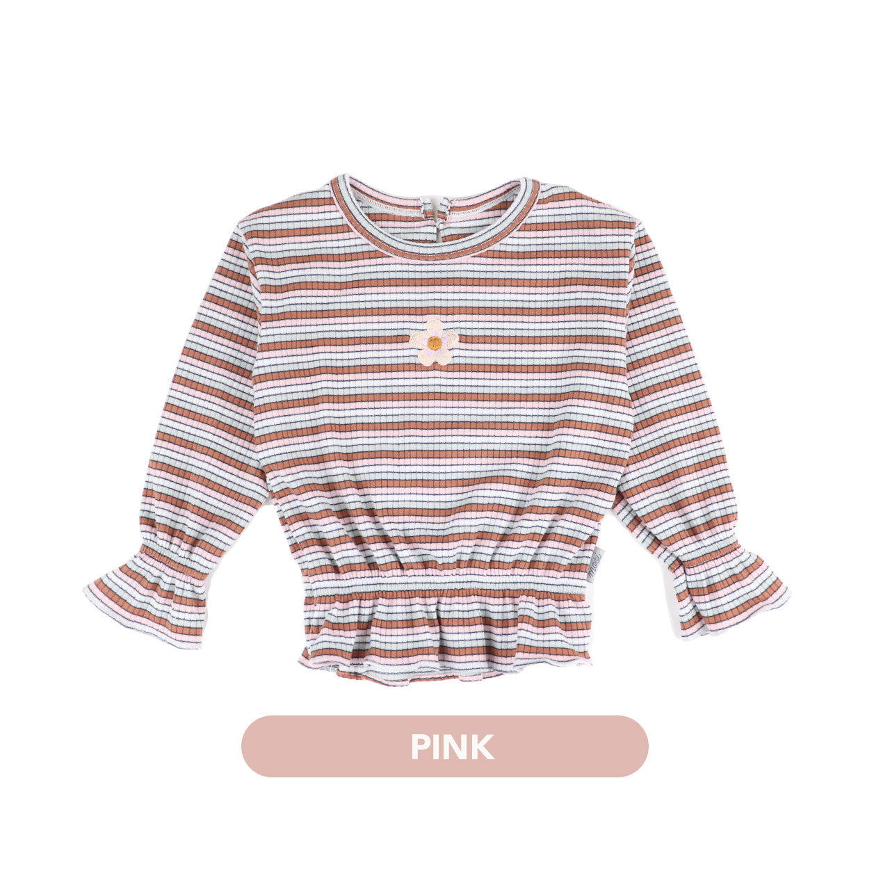 Mooi Atasan Anak Perempuan Daniele Rib Striped Top