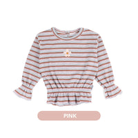 Mooi Atasan Anak Perempuan Daniele Rib Striped Top