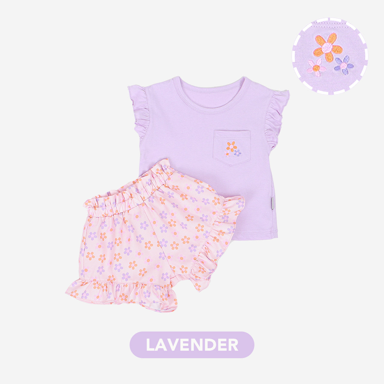 Mooi Setelan Anak Perempuan Ruffle Pocket Tee
