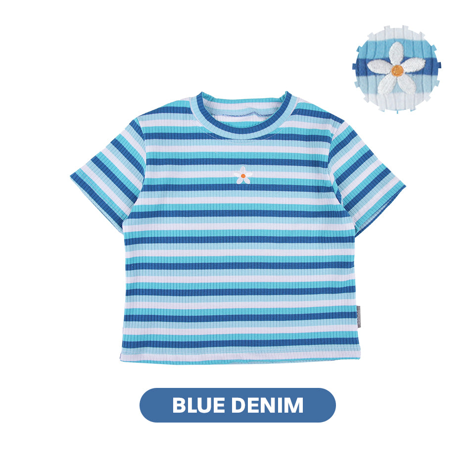 Mooi Atasan Anak Perempuan Lucy Rib Striped Tee