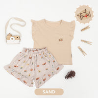 Mooi Setelan Anak Perempuan Ruffle Pocket Tee