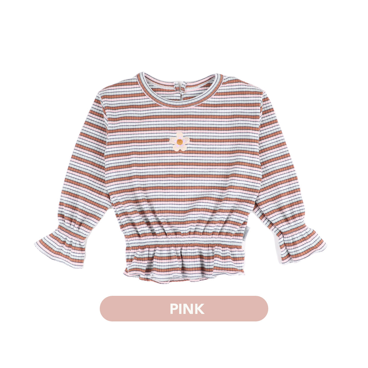 Mooi Atasan Anak Perempuan Daniele Rib Striped Top