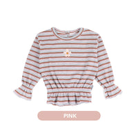 Mooi Atasan Anak Perempuan Daniele Rib Striped Top