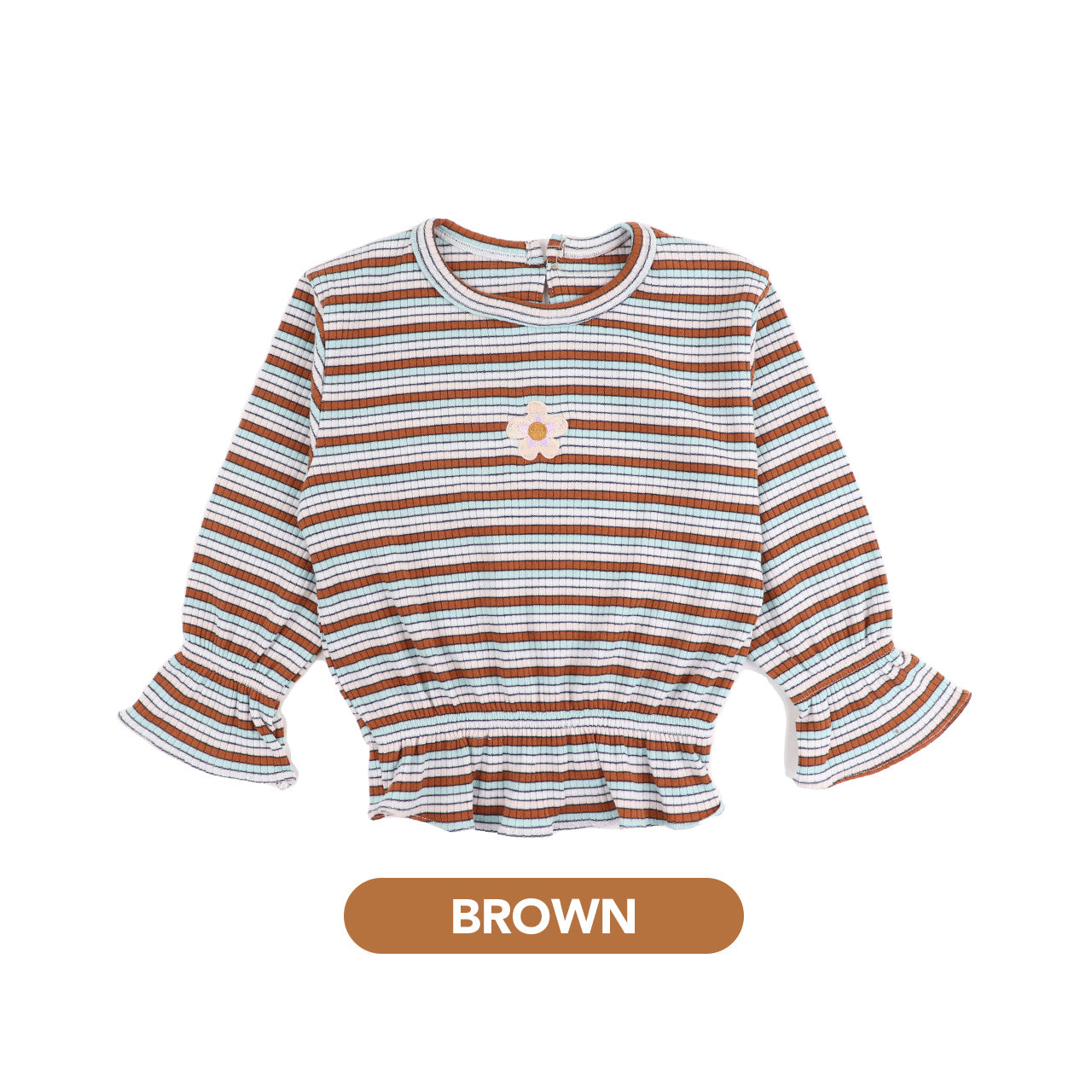 Mooi Atasan Anak Perempuan Daniele Rib Striped Top