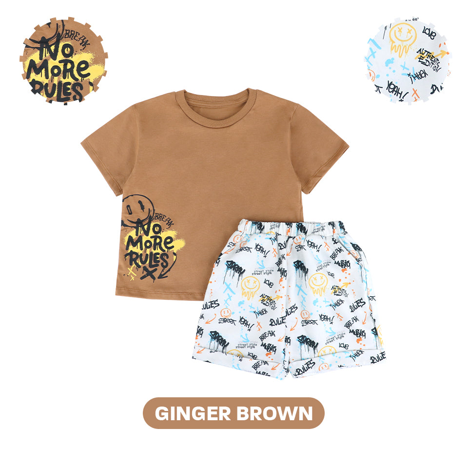 Mooi Setelan Anak Kaos Anak Tshirt Street Graffiti Set
