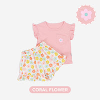 Mooi Setelan Anak Perempuan Ruffle Pocket Tee
