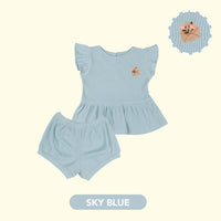 Mooi Setelan Anak Perempuan Rib Ruffle Set V1